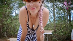 Camping sexy public nudity tease and pee- 1080p