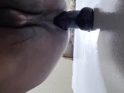 14 Inch dildo stretches me to the max. It made me piss cum