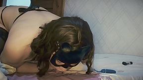 sexy asian shemale mina is using vibrator to cum twice in a row