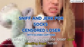 Censored Sock Sniff and Jerk Beta Safe Loser Humiliation Femdom JOI Lucy Spanks Dirty Fuzzy Sock Domination Pixels with Captions
