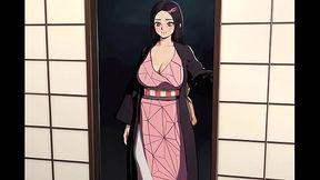 Nezuko fucks Mitsuri after she returns home