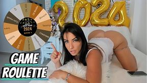 Sexy latina playing the WHEEL OF SEX GAME OIL ON THE BIG BOOBS AND CUM IN MOUTH FACIAL AND TITS