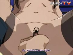 Hentai babe masturbates in front of her boss