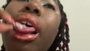 Giantess Watching TV Savors her Teeny Snack smaller