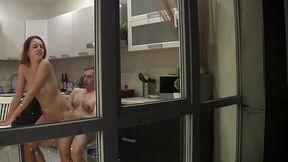 I caught the older man next door fucking his step daughter