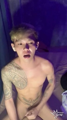 Filipino Inked Horny Twink Teasing and Masturbating Until He Cums