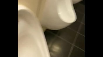 Wanking in Hotel public toilet with cumshot