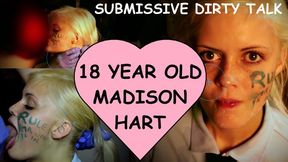 Madison Hart 18 year old petite blonde newbie talks dirty deepthroats gags on creepy old man cock swallows load at end CLIP #2