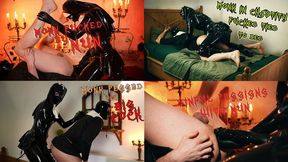 Pegging compilation - Monk in chastity fucked by latex Nun