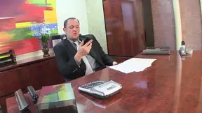 Voluptuous secretary Miley Ann shows off her busty melons