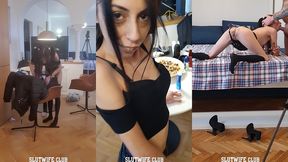 bts tease fest: candie cross  skinny spinner try-on turns into cock craving & raw pounding session