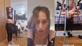 bts tease fest: candie cross  skinny spinner try-on turns into cock craving & raw pounding session