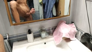 🇺🇸🇬🇧Handsome Massages his Monster Cock and Almost Cums 2 Times with His Own Semen