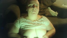 Eerie smoking and tit tease