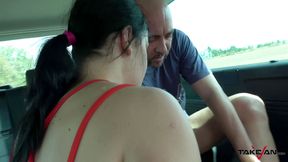 Pussy creampie for dirty hitchhiker brunette from the street