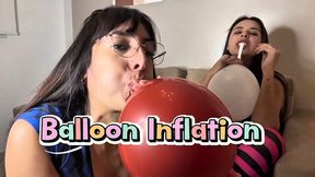 Blowing up colorful balloons and playing with Jasmine