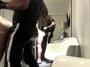 LEATHER COP MASTER 01 - CUM FEEDS HIS SLAVE AT HOTEL