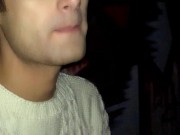 Craziness?! Twink drinks cum of used condom under a bridge