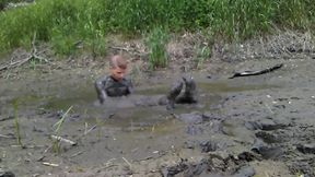 arousing mud romp naked with glasses