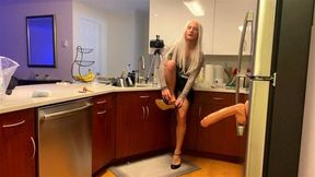 Hot Crossdresser Dildo Fucked in Kitchen