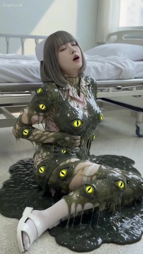 Japanese nurse gets covered in slime during wet and messy fun