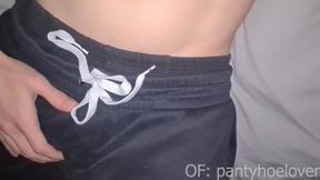 Late night quickie through see through pantyhose cum explosion