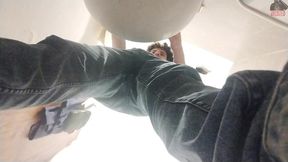 didn t i step on you already? fine, i ll do it again but first, i ll jerk off on my knees for you. i ll also cum on your face.