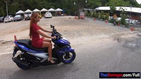 Big round ass Thai GF motobike ride and hardcore fuck at home