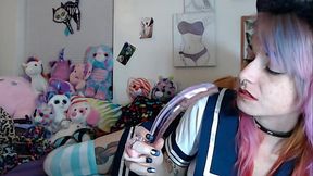 Real life hentai catgirl cosplay LadytheTramp sucks and fucks glass dildos and rides Bad-Dragon