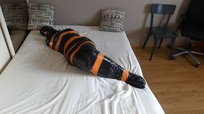 Chloe in totally full mummification with vibrator