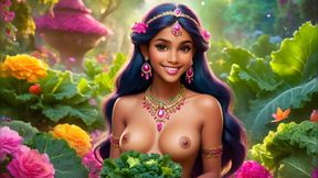 Beautiful Big Breasted Nude Indian Elf Girl with Kale