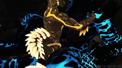 Dragon breeding deathclaw in a cave - VRChat Furry ERP