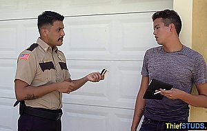 Smoking hot latin teen has to serve a horny gay cop