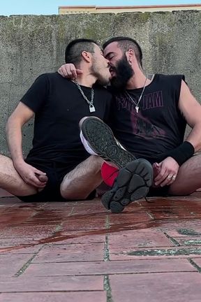 Piss on Rooftom &amp; Hard Fuck. Soaking Wet Cocks.