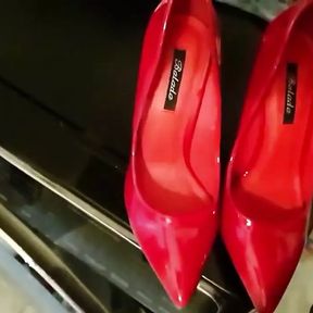 Red high heel my gf cum