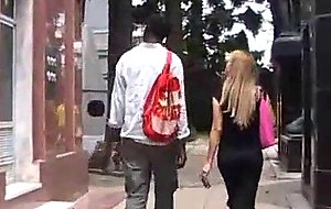 Blonde TS takes on big ebony cock