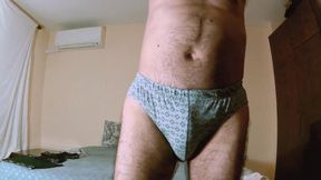 Earl presents his modest collection of briefs