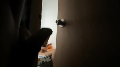 My stepbrother watches me jack off then stuffs his big cock inside me