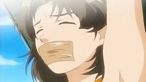 Tied up hentai nympho with big boobs swing fucked