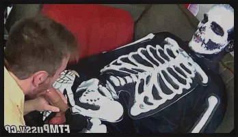 FTM Luke Sucks Zack Gray in Skeleton Suit – Oral Fetish Fun