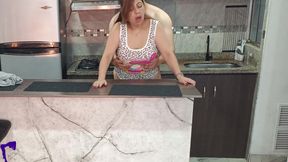 In the Kitchen My Best Friend’s MILF Wife Teases Me and We End up Fucking Hard with Vaginal Creampie