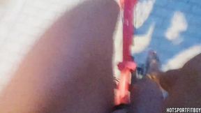 Risky public dare: Naked cyclist parades off his big manhood