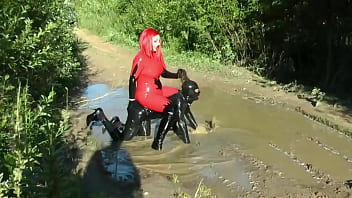 Dirty Bitch Must Be Humiliated! Latex Rubber and FemDom Wet and Messy - Arya Grander