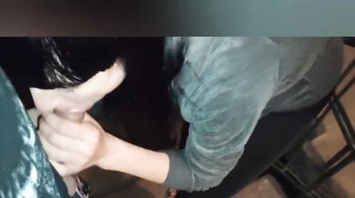 Risky stairwell blowjob ruined wife’s cheating ass came on her leggings