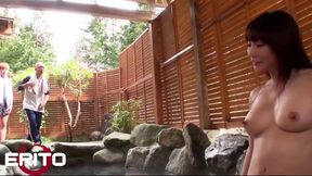 Kinky Brunette Erito Receives Double Penetration and Hot Springs Creampie Adventure