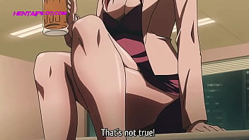 Sneaky big tit MILF gets job by riding cock in anime hentai