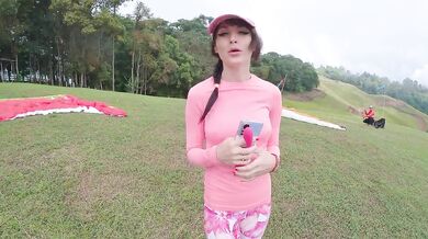 Squirting loud moaning midair while paragliding over the sea