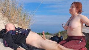 Sunny day on the dunes. My boyfriend loves it when I swallow.