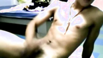 Thai Amateur Strokes His Hard Cock on Webcam