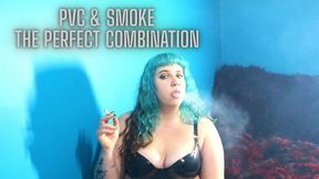 Powersmoking in Shiny PVC Bra & Panties